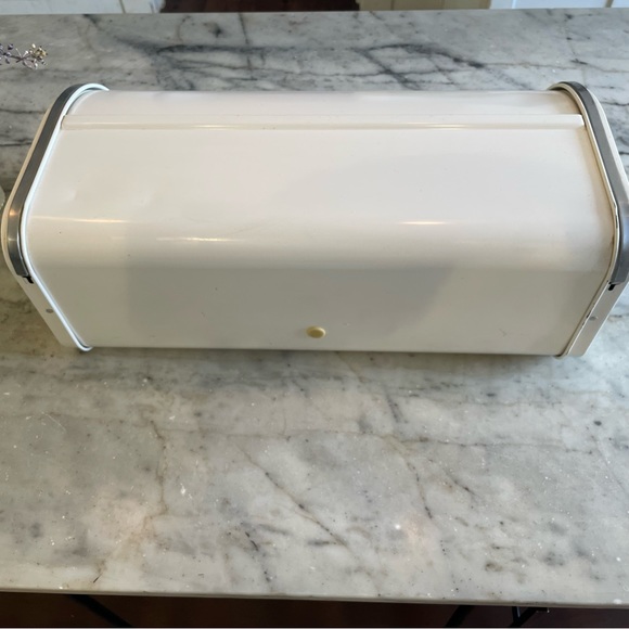 🥯🍞🥖🥨🥐🫓 Vintage Brabantia Large retro white metal and chrome roll bread box - Picture 10 of 14